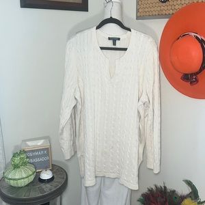 Lauren Ralph Lauren Cable Knit Long Sleeve Beige Sweater 3X